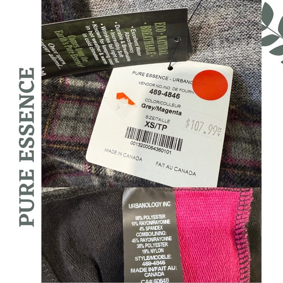 Mixed Media Tunic in Grey Black & Pink | Pure Essence | Plaid Colorblock Size XS - Picture 5 of 5